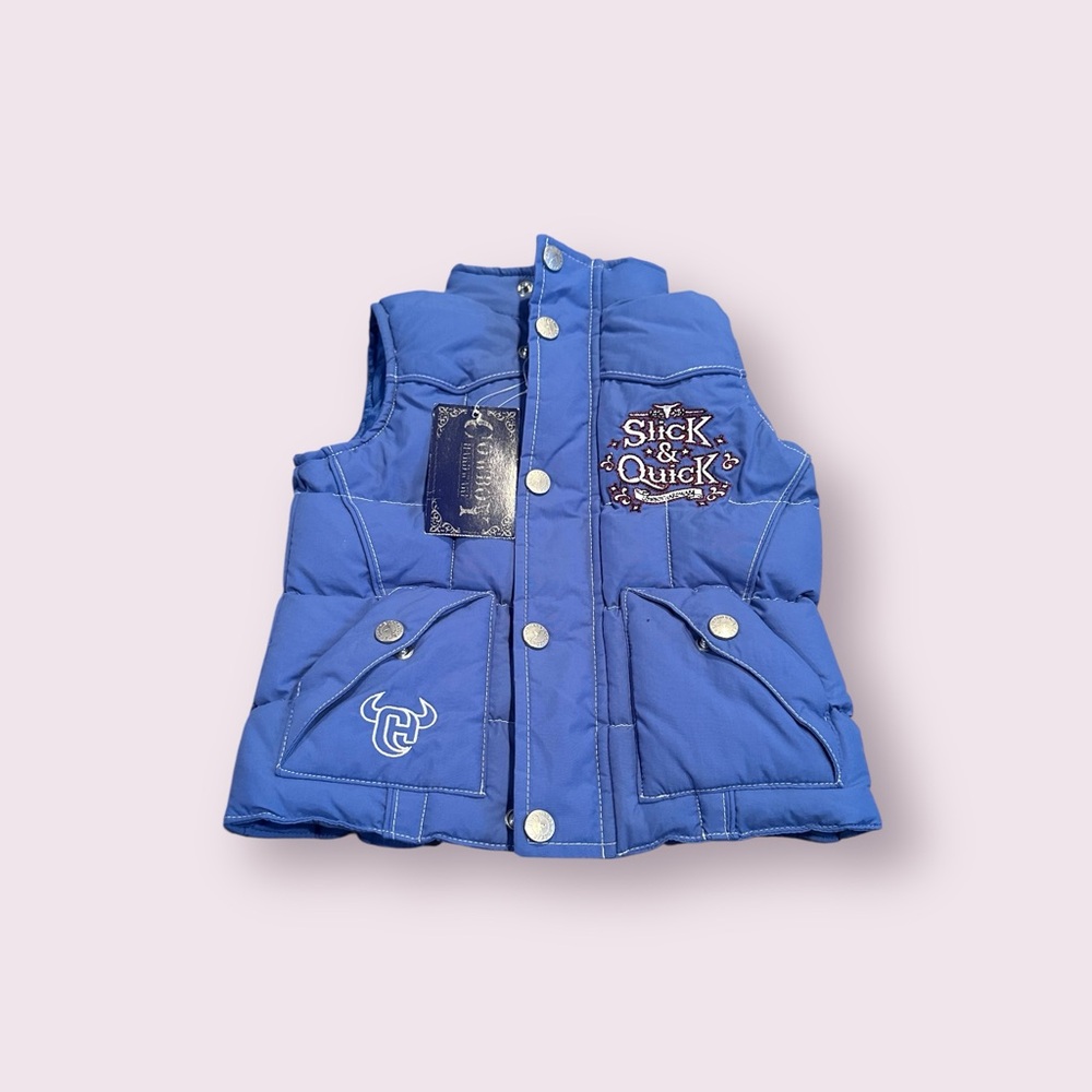 NWT Cowboy Hardware Baby Slick & Quick Blue Puffer Vest Sz 18 Months